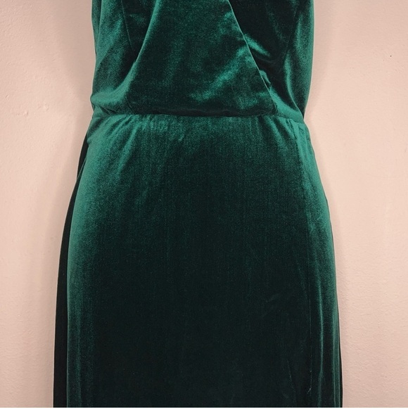 XS TOBI GREEN VELOUR GOWN FORMAL SLEEVELESS EVENT STRETCH - Picture 5 of 14